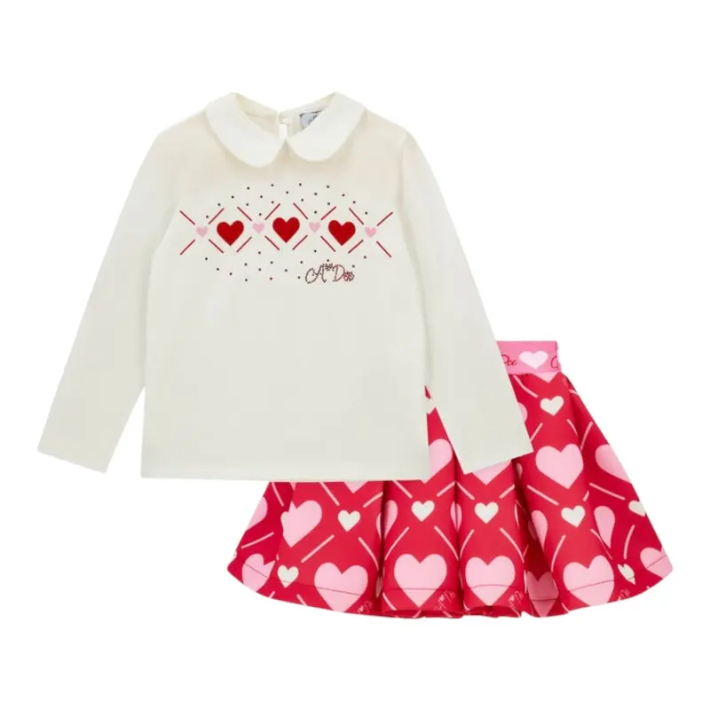 A Dee Completo 2Pz Shirt-Gonna Bianco per Bambina