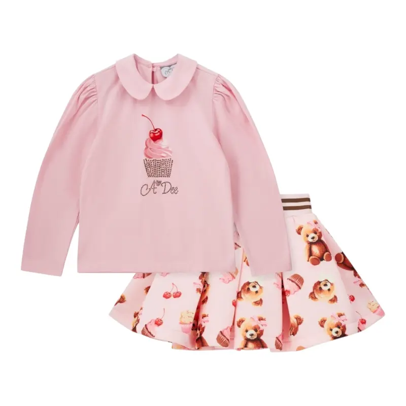 A Dee Completo 2Pz Shirt-Short Rosa per Neonata