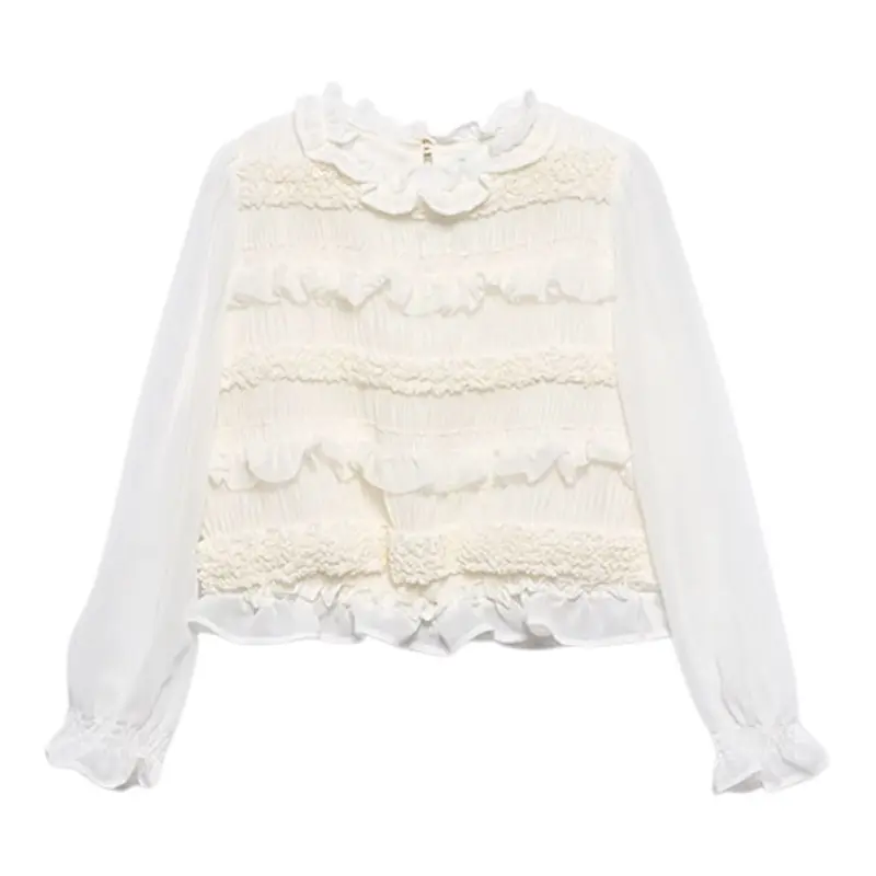 Abel & Lula Camicia Manica Lunga tinta unita Panna per Bambina