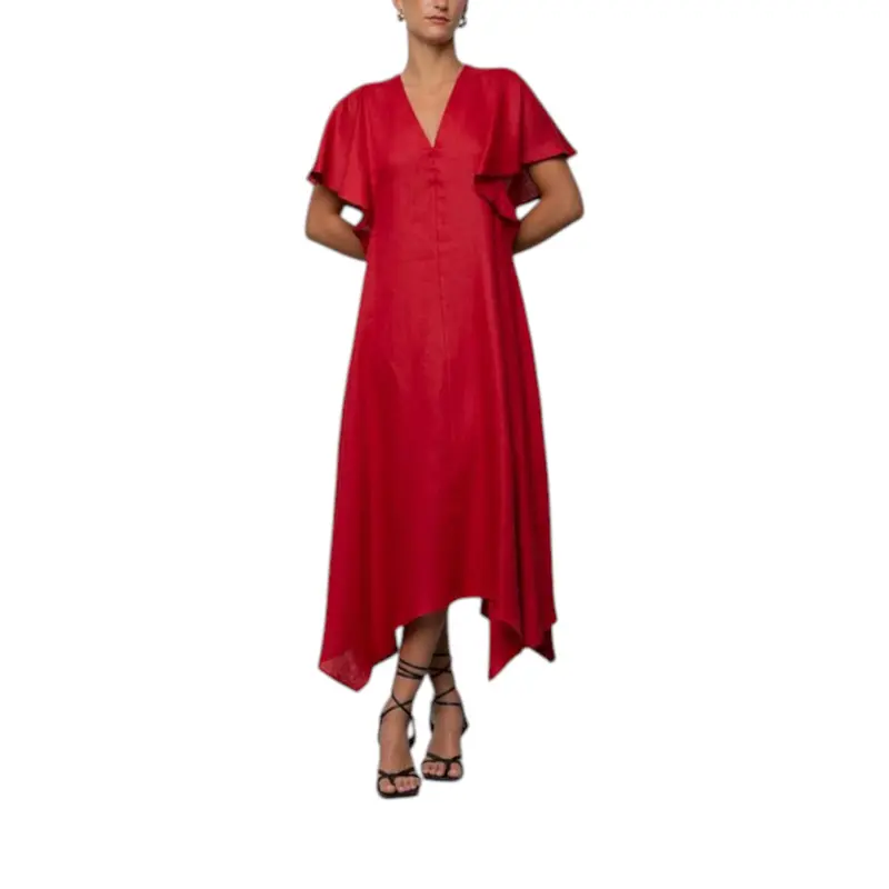 Abito donna 100% lino con maniche di volume
