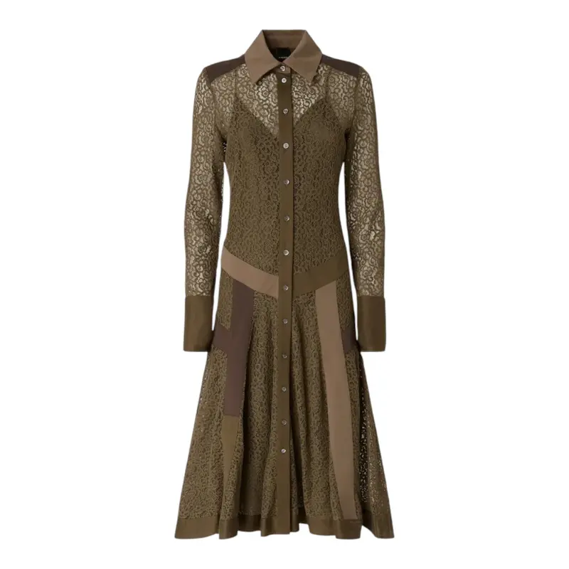 Abito Donna midi chemisier in pizzo con inserti