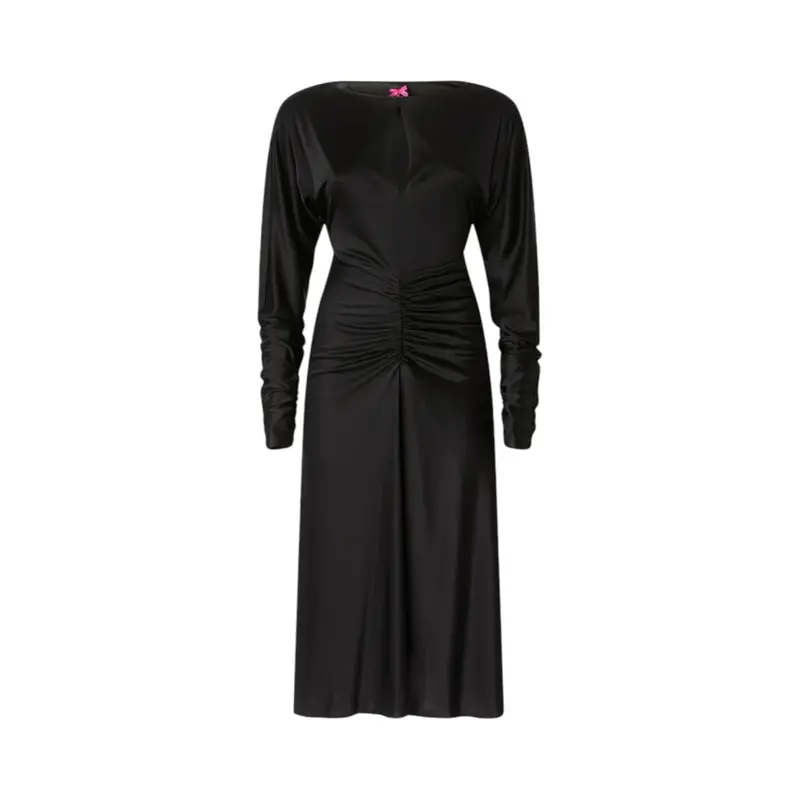 Abito donna midi effetto satin con arricci