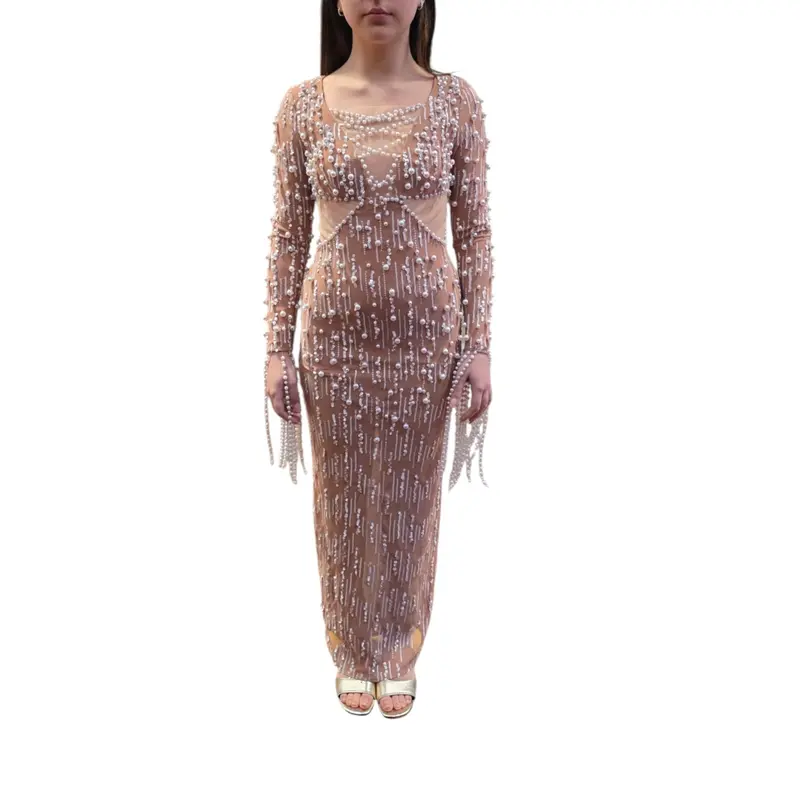 Abito donna nude con perle