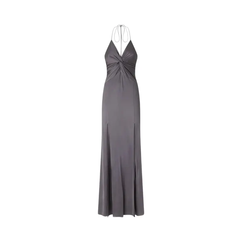 Abito donna slipdress lungo con nodo frontale