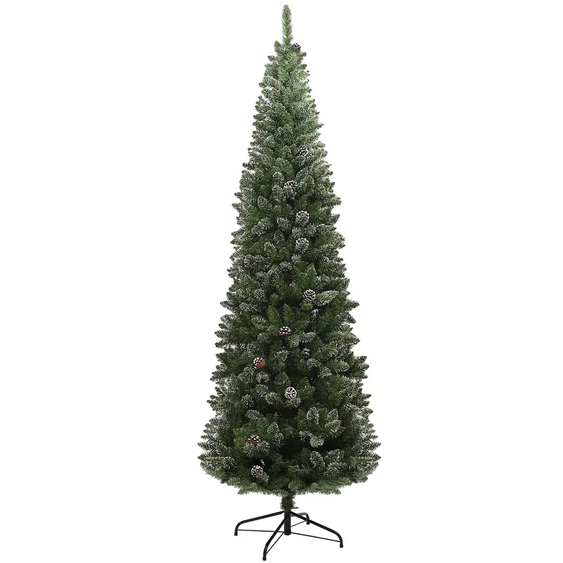 Albero di Natale Innevato 225 cm con 980 Rami e Pigne