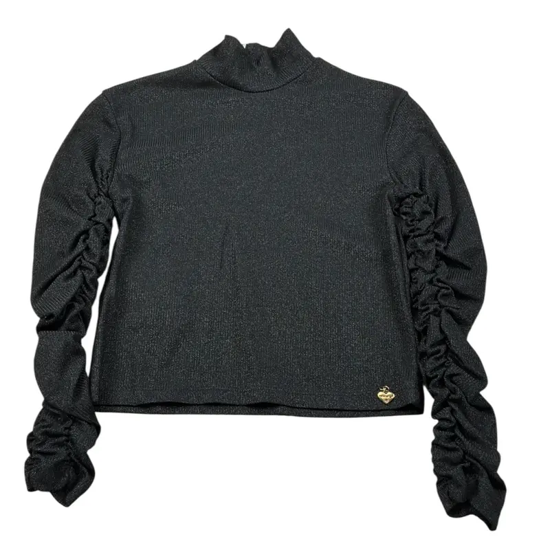 Artigli Maglia Lurex tinta unita Mezzo Collo Nero per Bambina
