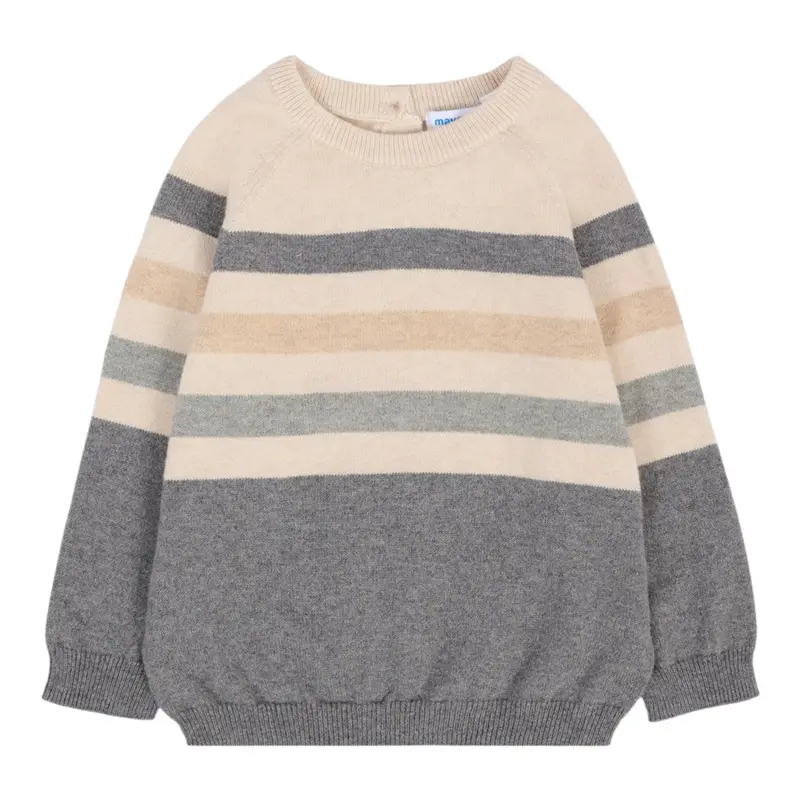 Aspen Maglia Girocollo Bicolore Beige per Neonato