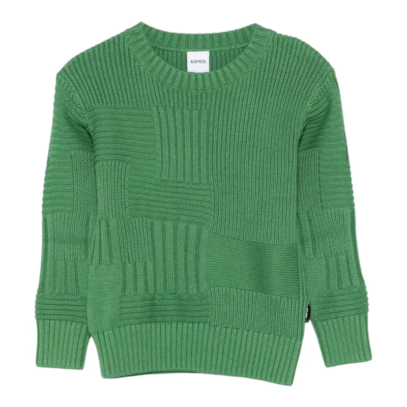 Aspesi Maglia Girocollo tinta unita Verde per Bambino