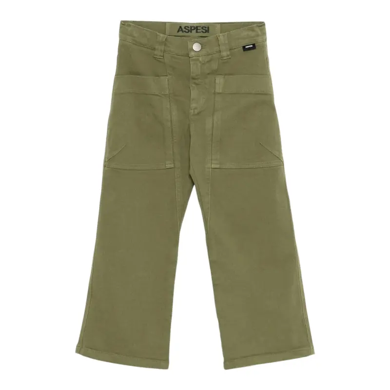 Aspesi Pantalone tinta unita con Girovita Regolabile Verde per Bambino