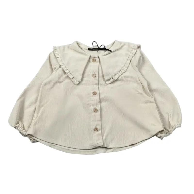 Aventiquattrore Camicia Manica Lunga In Velluto Crema per Bambina