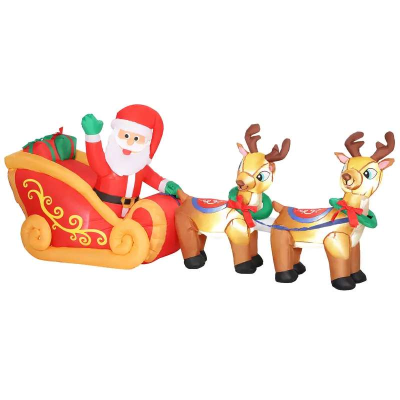 Babbo Natale Gonfiabile con Slitta e Renne 2,4 m