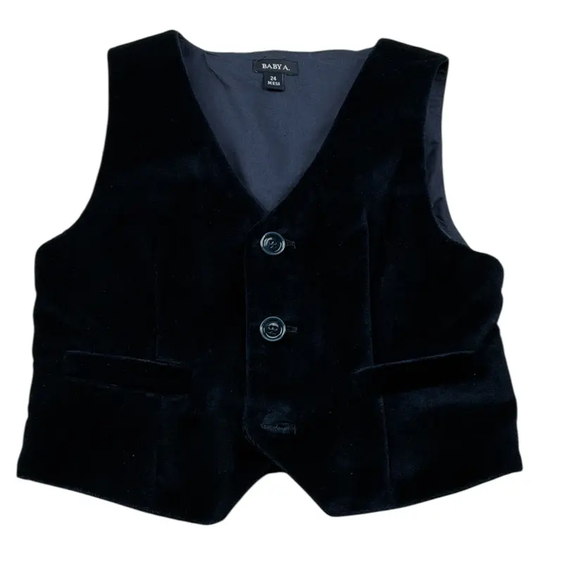Baby A. Gilet tinta unita In Camoscio Blu per Neonato