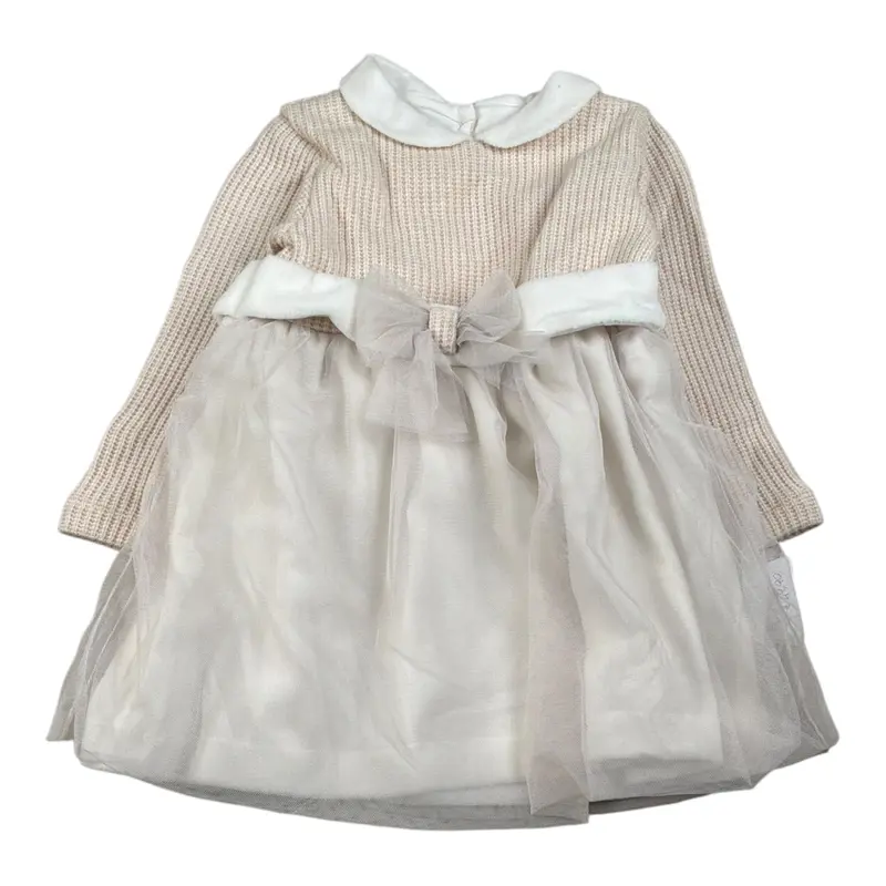 Baby Vip Abito tinta unita con Tulle Beige per Bambina