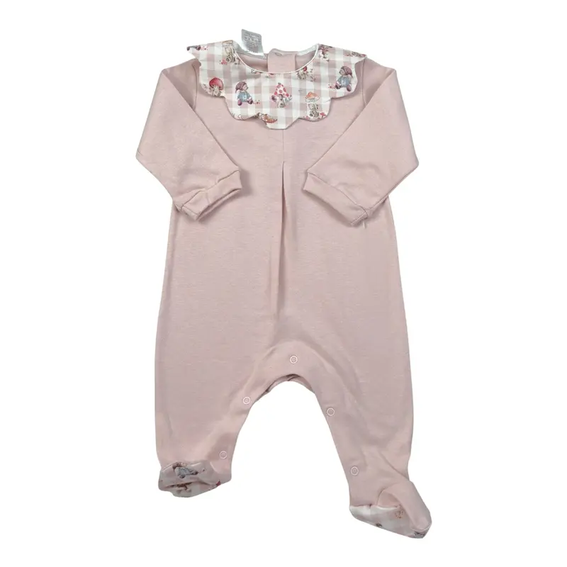 Babyvip Tutina tinta unita con Colletto Rosa per Neonata