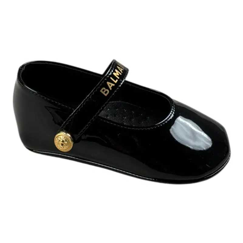 Balmain Ballerine tinta unita Lucide Nero per Neonata