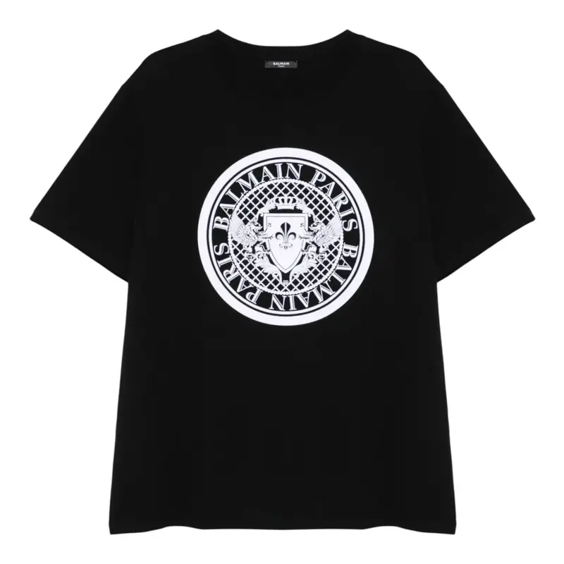 Balmain T-Shirt tinta unita con Logo Nero per Bambino