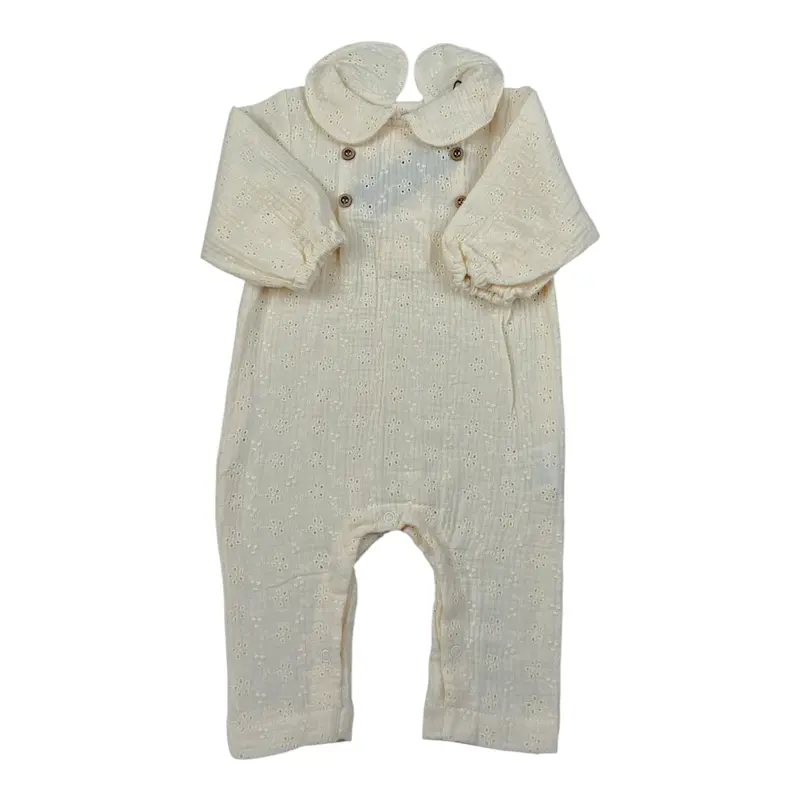 Bamboom+Babies Tutina tinta unita Traforata Panna per Neonata