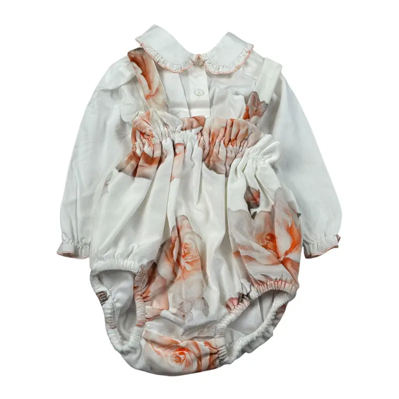 Barcellino Completo 2 Pezzi Camicia-Pagliaccetto Bianco per Neonata