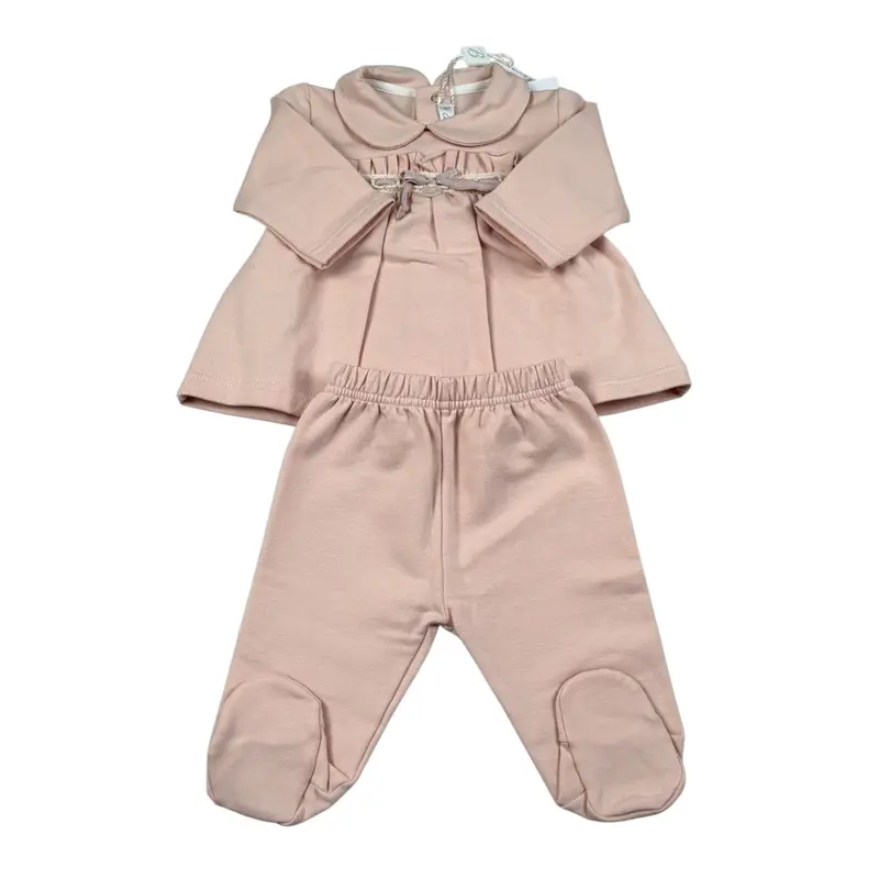 Barcellino Completo 2 Pezzi Shirt-Ghettina tinta unita Rosa per Neonata