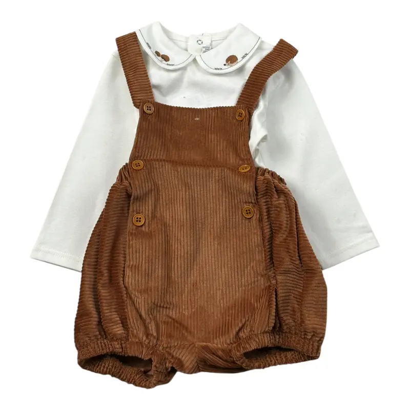 Barcellino Completo 2Pz Body-Salopette Cammello per Neonata