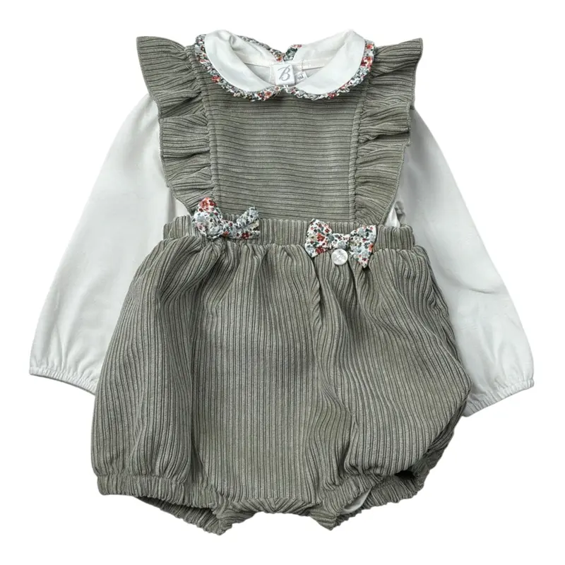 Barcellino Completo 2Pz Body-Salopette Verde per Neonata