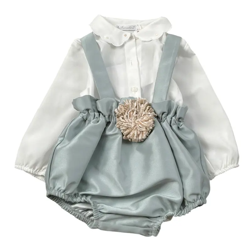 Barcellino Completo 2Pz Camicia-Salopette Bianco per Neonata