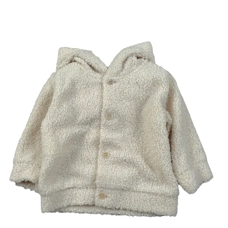 Barcellino Pelliccia Teddy tinta unita con Cappuccio Panna per Neonato