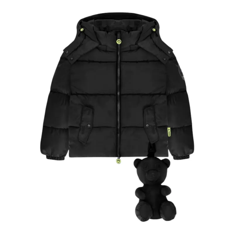 Barrow Kids Giubbino tinta unita con Zip E Cappuccio Nero per Bambina