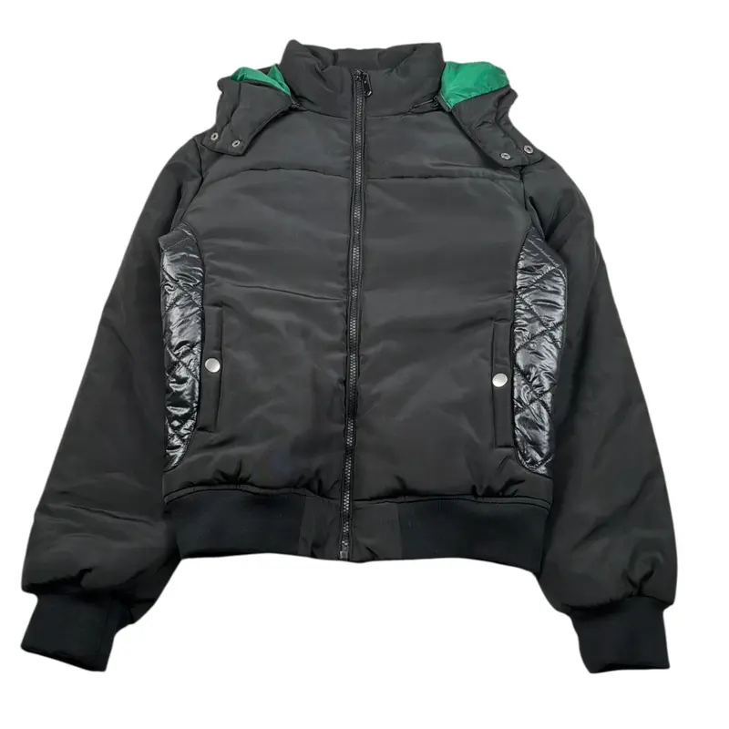 Bikkembergs Giubbino tinta unita con Zip E Cappuccio Nero per Bambino