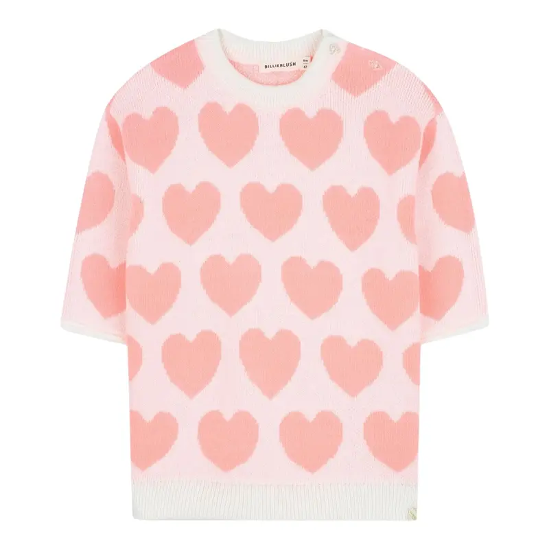 Billieblush Abito Manica Lunga Fantasia Cuori Rosa per Neonata