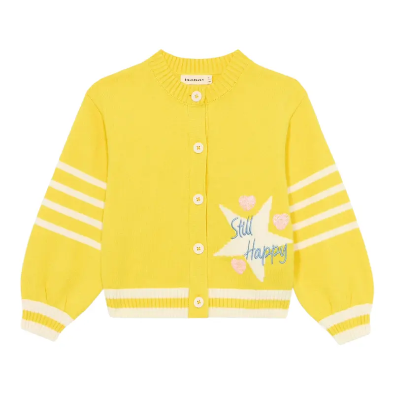 Billieblush Cardigan tinta unita con Ricami Giallo per Bambina