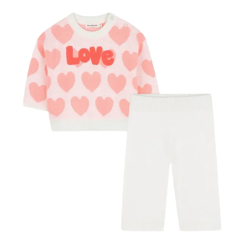 Billieblush Completo 2 Pezzi Maglia-Pantalone tinta unita Rosa/Panna per Neonata