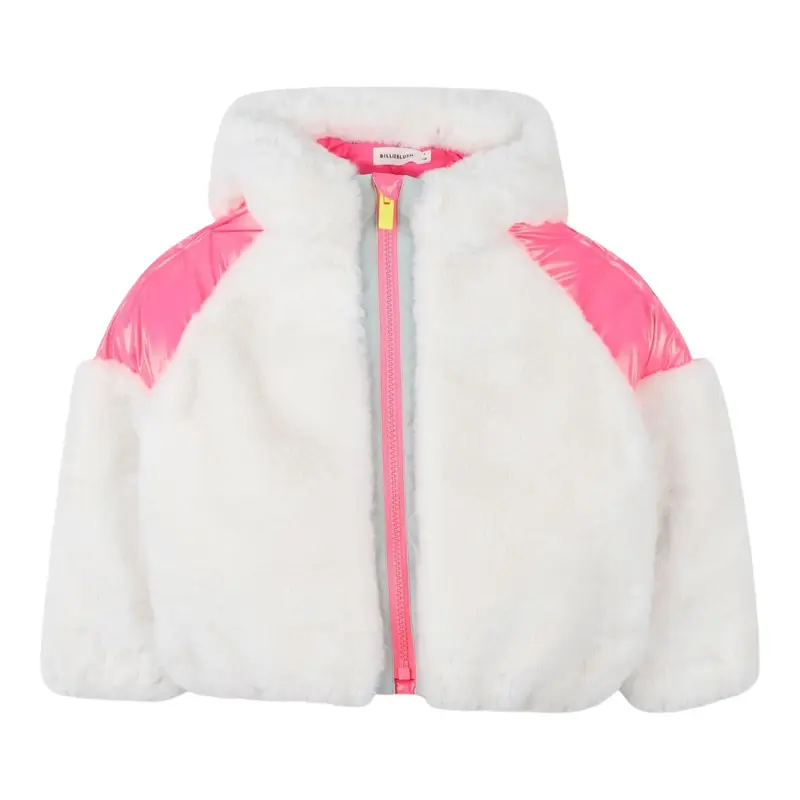 Billieblush Giubbino tinta unita con Cappuccio Bianco per Bambina