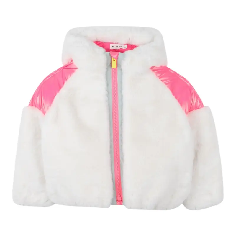 Billieblush Giubbino tinta unita con Cappuccio Panna per Bambina