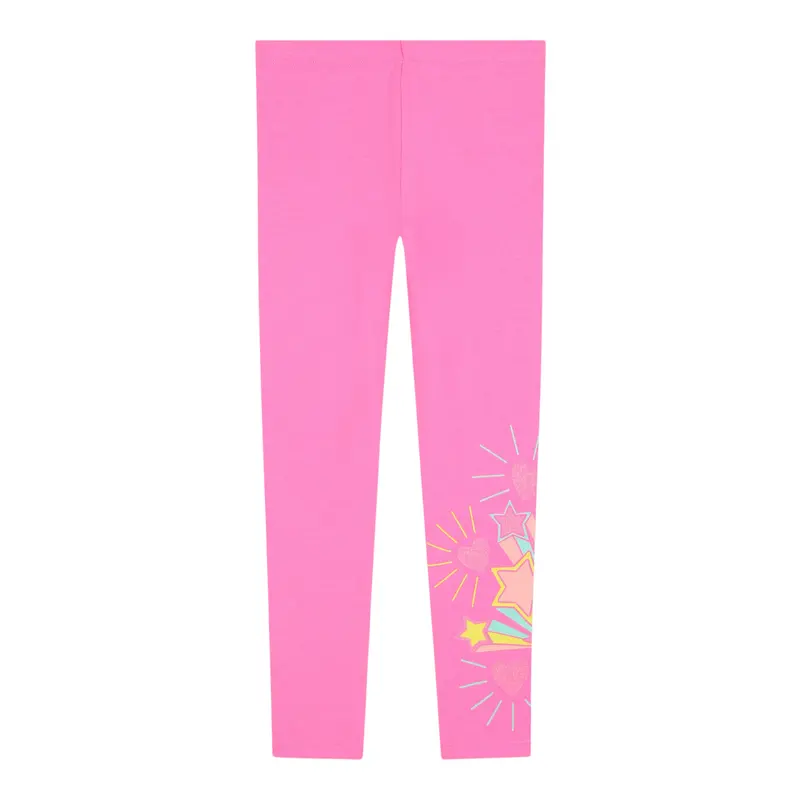 Billieblush Leggins tinta unita con Stampa Rosa Fluo per Bambina
