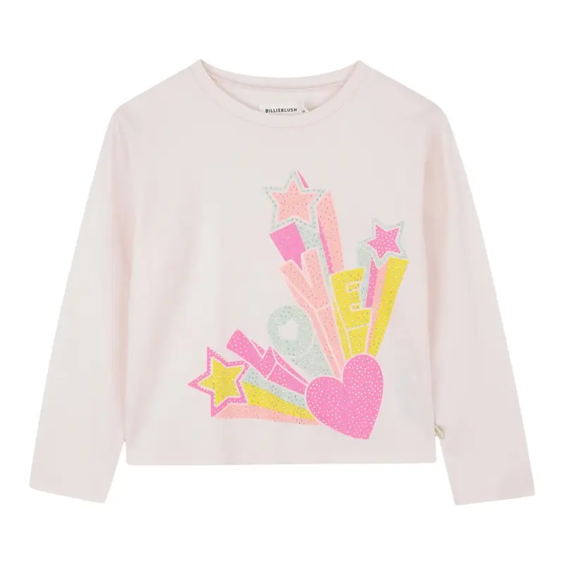 Billieblush Shirt Girocollo tinta unita con Stampe Rosa per Neonata