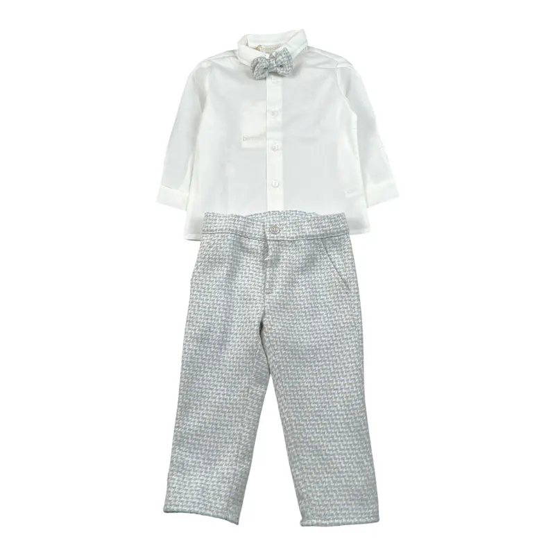 Bimbalo' Completo Cerimonia 3Pz Camicia-Pantalone-Papillon Bianco per Neonato