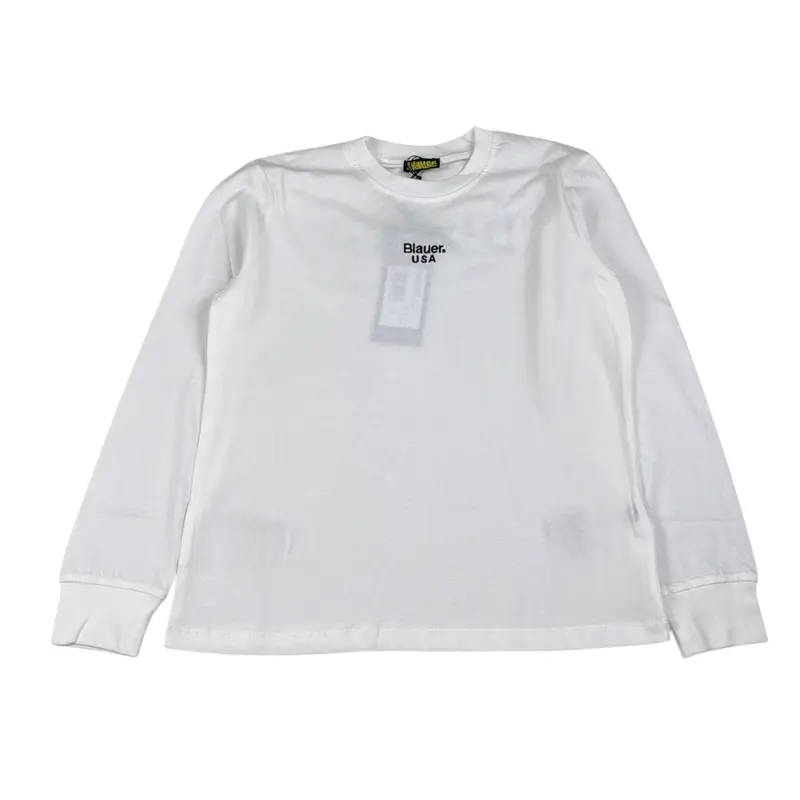 Blauer Shirt tinta unita con Stampa Bianco per Bambino