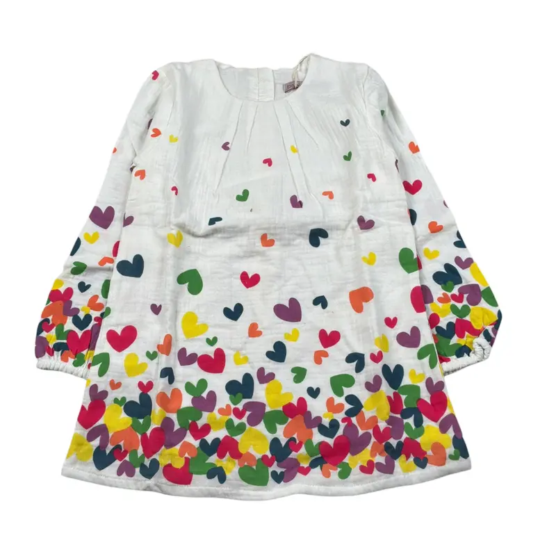 Boboli Abito Manica Lunga tinta unita con Stampe Bianco per Bambina