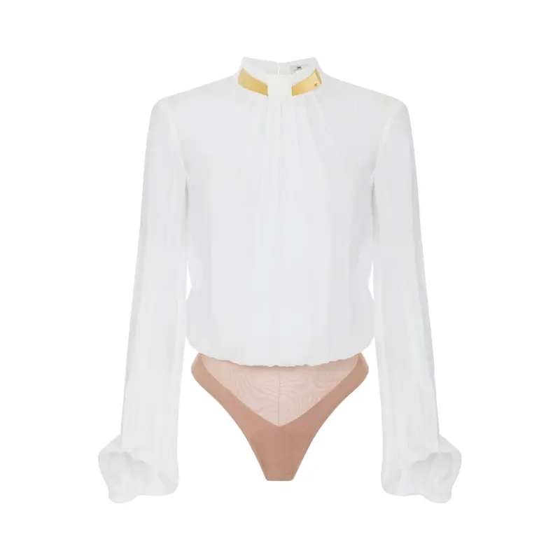 Body donna in georgette con collo gioiello