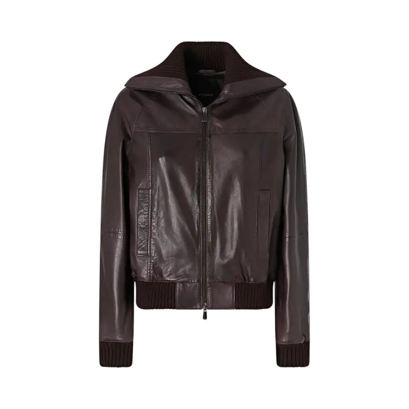 Bomber donna in pelle con collo risvoltabile