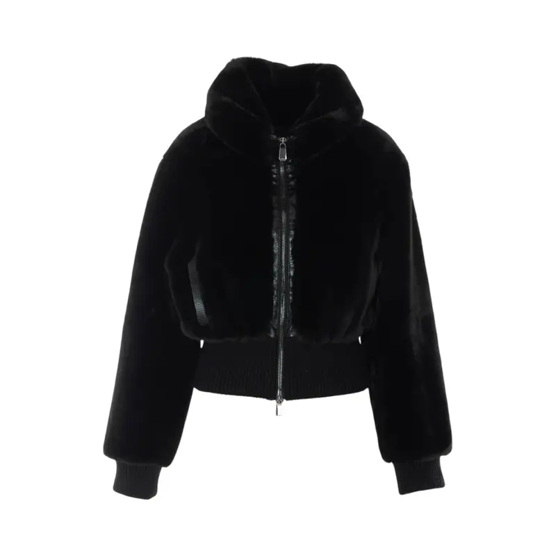 Bomber donna in tessuto effetto pelliccia