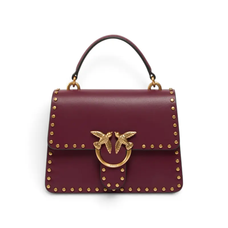 Borsa donna a mano Mini Love Bag One Top Handle Light in pelle con mini borchie