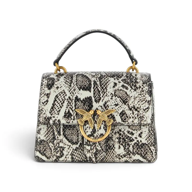 Borsa donna a mano Mini Love Bag One Top Handle Light in pelle con stampa pitone