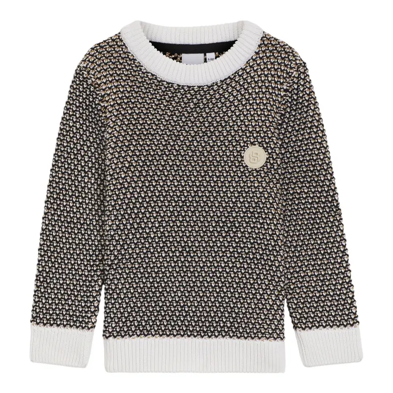 Boss Maglia tinta unita con Microfantasia Nero per Bambino