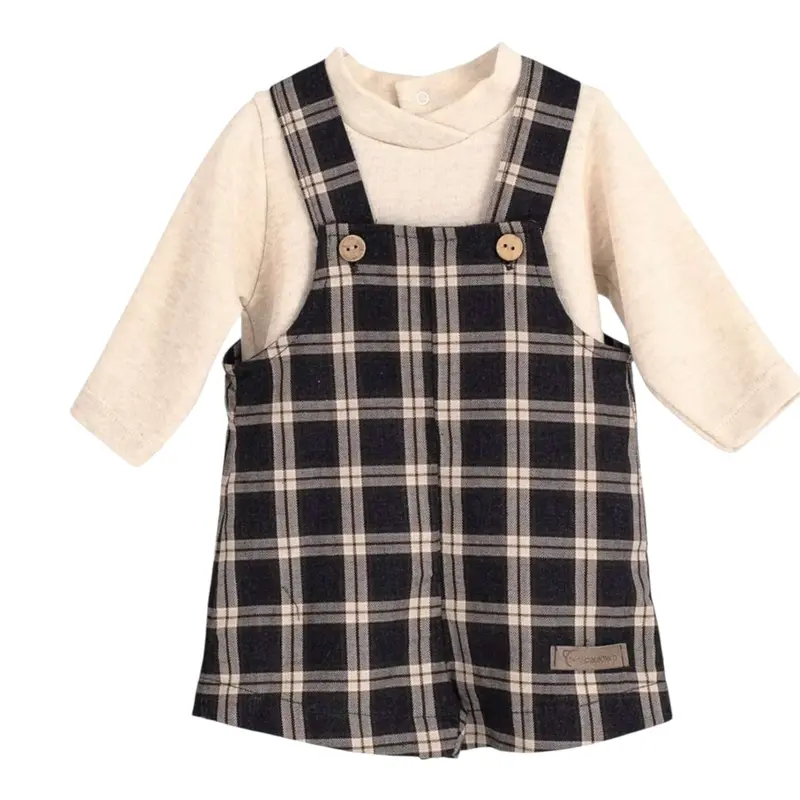 Calamaro Completo 2Pz Salopette-Shirt Beige per Bambino