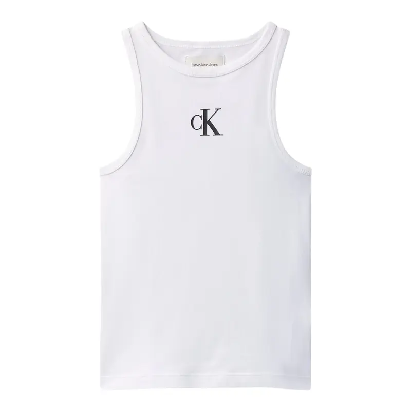 Calvin Klein Canotta tinta unita con Stampa Bianco per Bambina