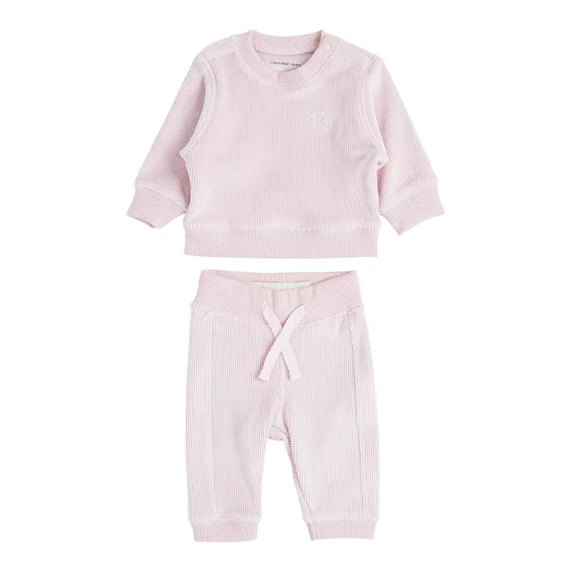 Calvin Klein Completo 2 Pezzi Felpa-Pantalone tinta unita Rosa per Neonata