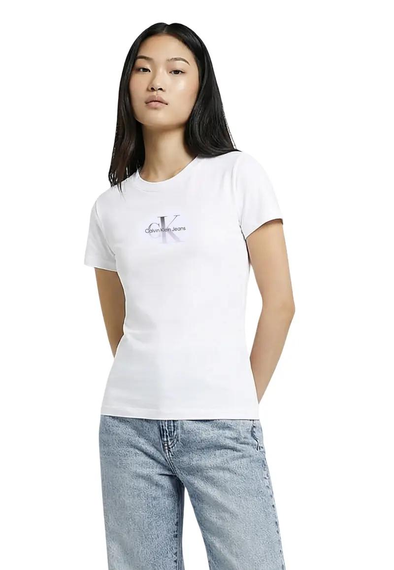 Calvin Klein Jeans T-Shirt Donna Calvin Klein Jeans GRADIENT MONOLOGO SL white  white