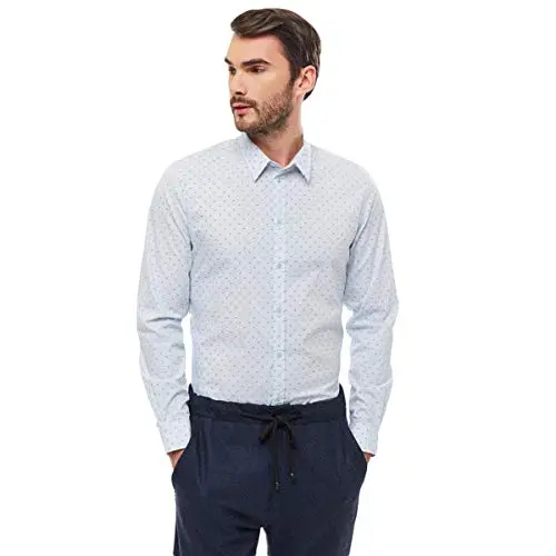 Camicia da uomo GAUDI JEANS 921BU45007 Blu in tessuto celeste Gaudì 921BU45007 BLU
